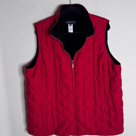EUC Jones New York Signature Woman Quilted Vest Plus sz 3X Red Puffer Front Zip - Picture 12 of 13